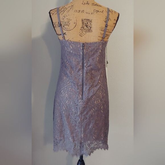 NWT Susana Monaco Lace Mini Dress Sz 4 Pigeon Gray - Picture 3 of 11